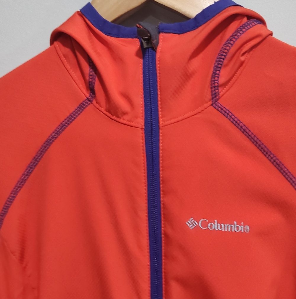 Columbia Women's Small Jacket Omni Shield Advanced Repellency Orange W/Blue Trim - Picture 4 of 11